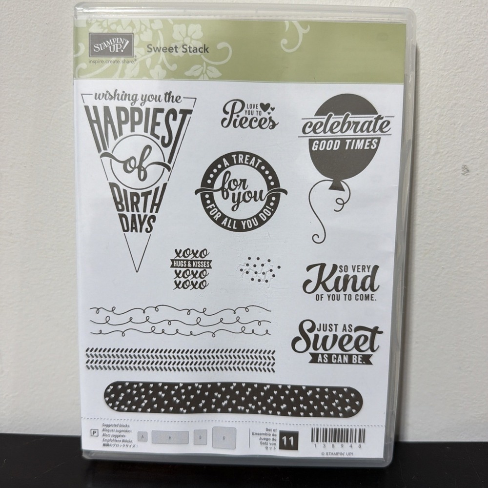 Stampin'Up! SWEET STACK (11) Stamps Set Retired Birthday Celebrate Kind Treat